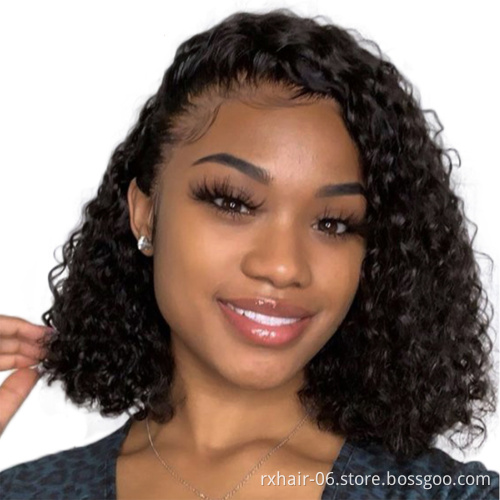 Cheap Price Black Short Wigs Raw Peruvian Bob Wig, Cheap Bob Wigs Human Hair Lace Front, 8-16 Inch Glueless Water Wave Bob Wigs